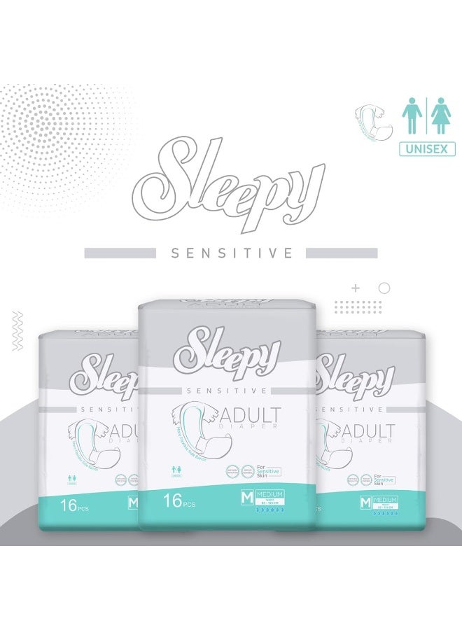 Sleepy Hypoallergenic 96 Adult Diapers | Size- Medium | Unisex Diapers for Sensitive Skin | Odour Control Diapers | Wetness Indicator Comfortable & Adjustable | 85-125CM 6X16 - Image 5